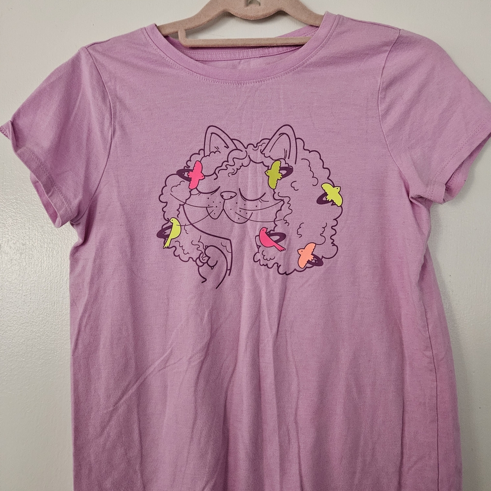 Cat & Jack Pink Cat Tee with Colorful Butterflies
